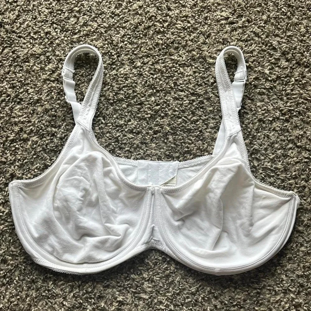 Bali 3850 White Cotton Underwire Bra Scalloped Trim 42D